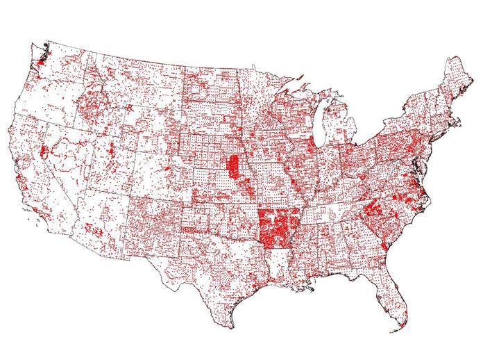 Map of US showing control points.